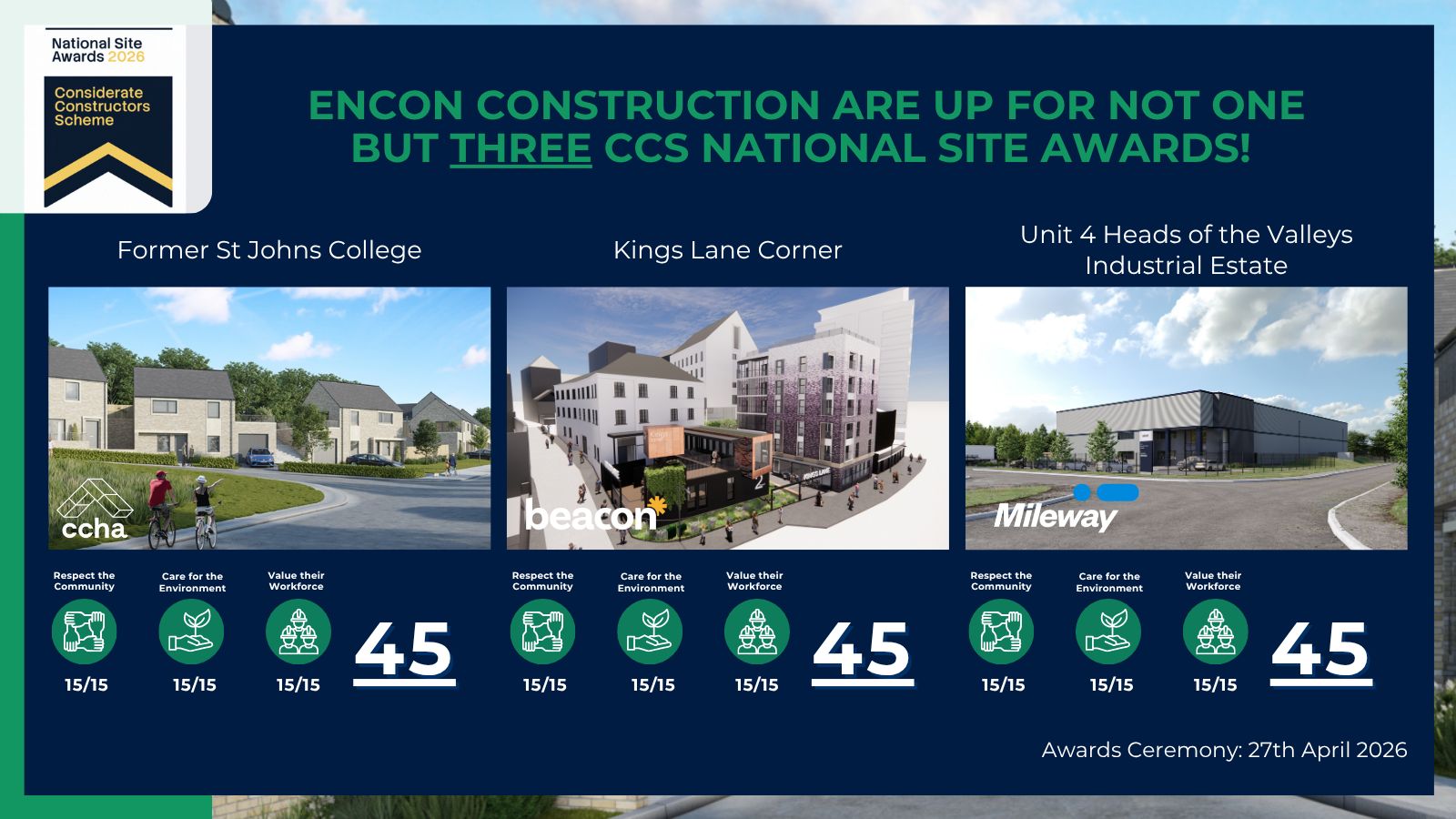 Shortlisted for Three CCS National Site Awards